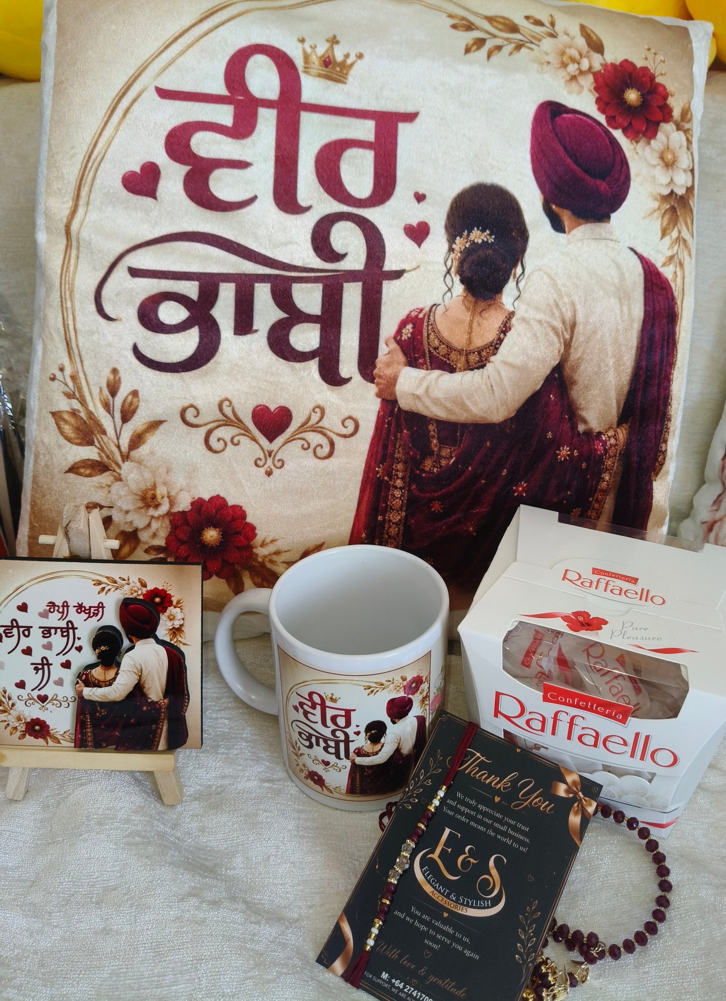 Cushion Combo with Rakhi & Lumba + Rafaello Box