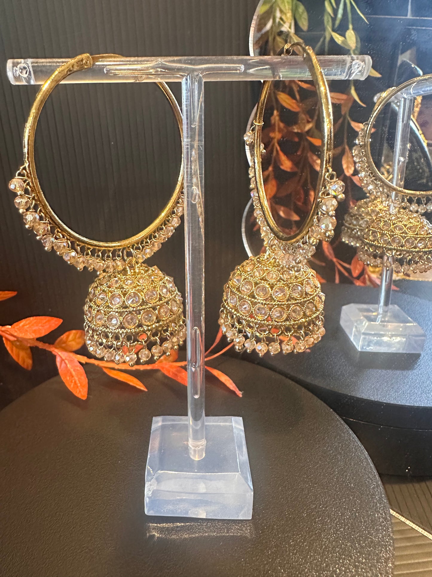 Polki Jhumki - Peach