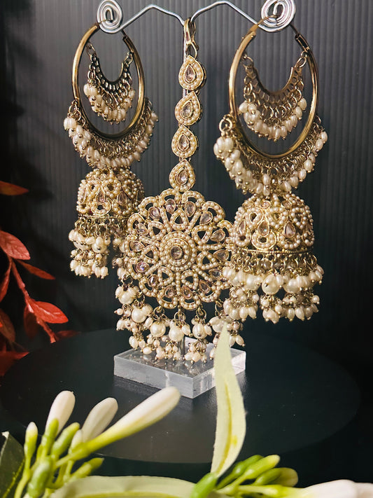 Golden - Bali Jhumki Tikka Set