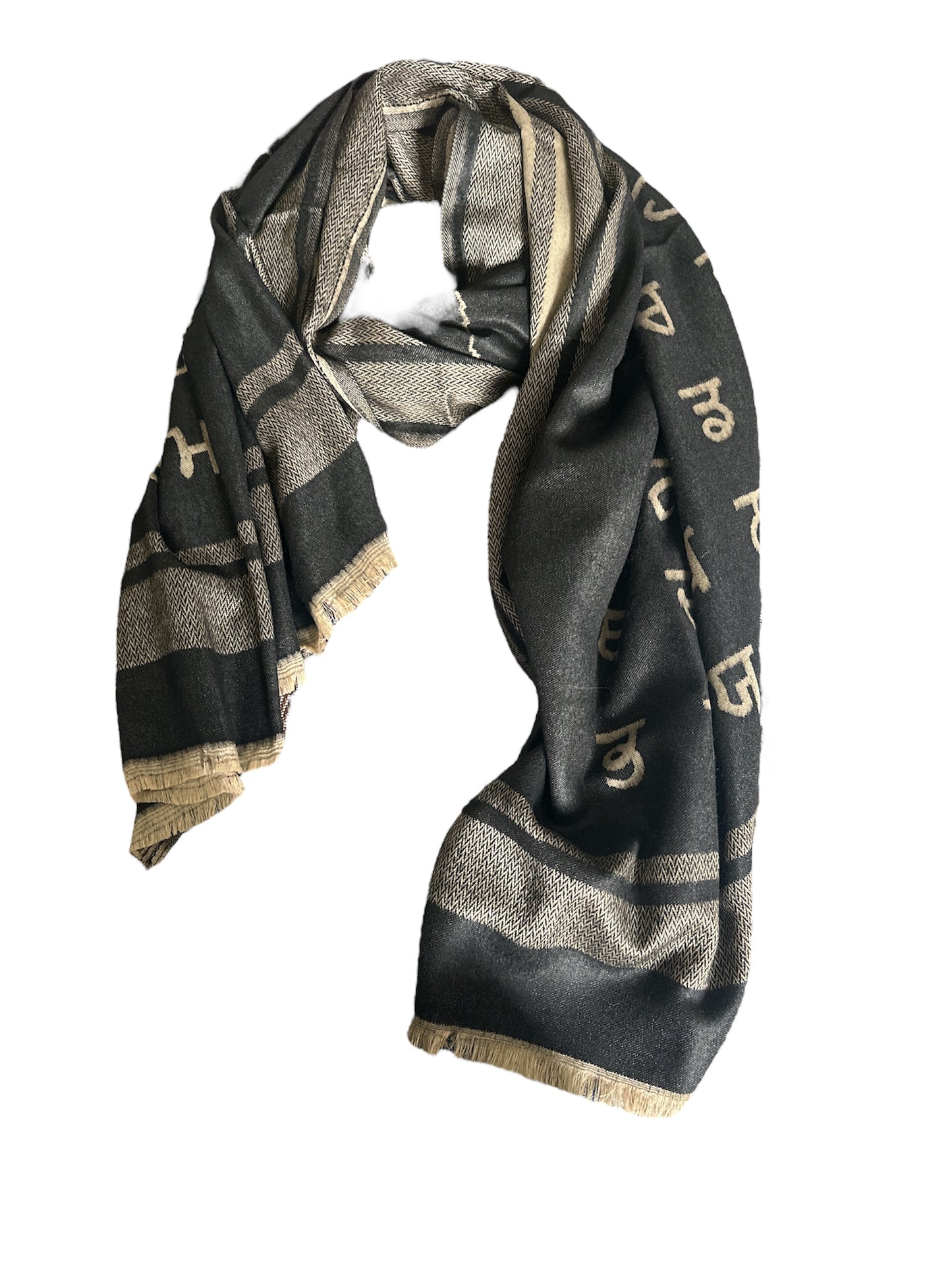 UDDA - ADDA Warm Shawl  - BLACK with light gold backside