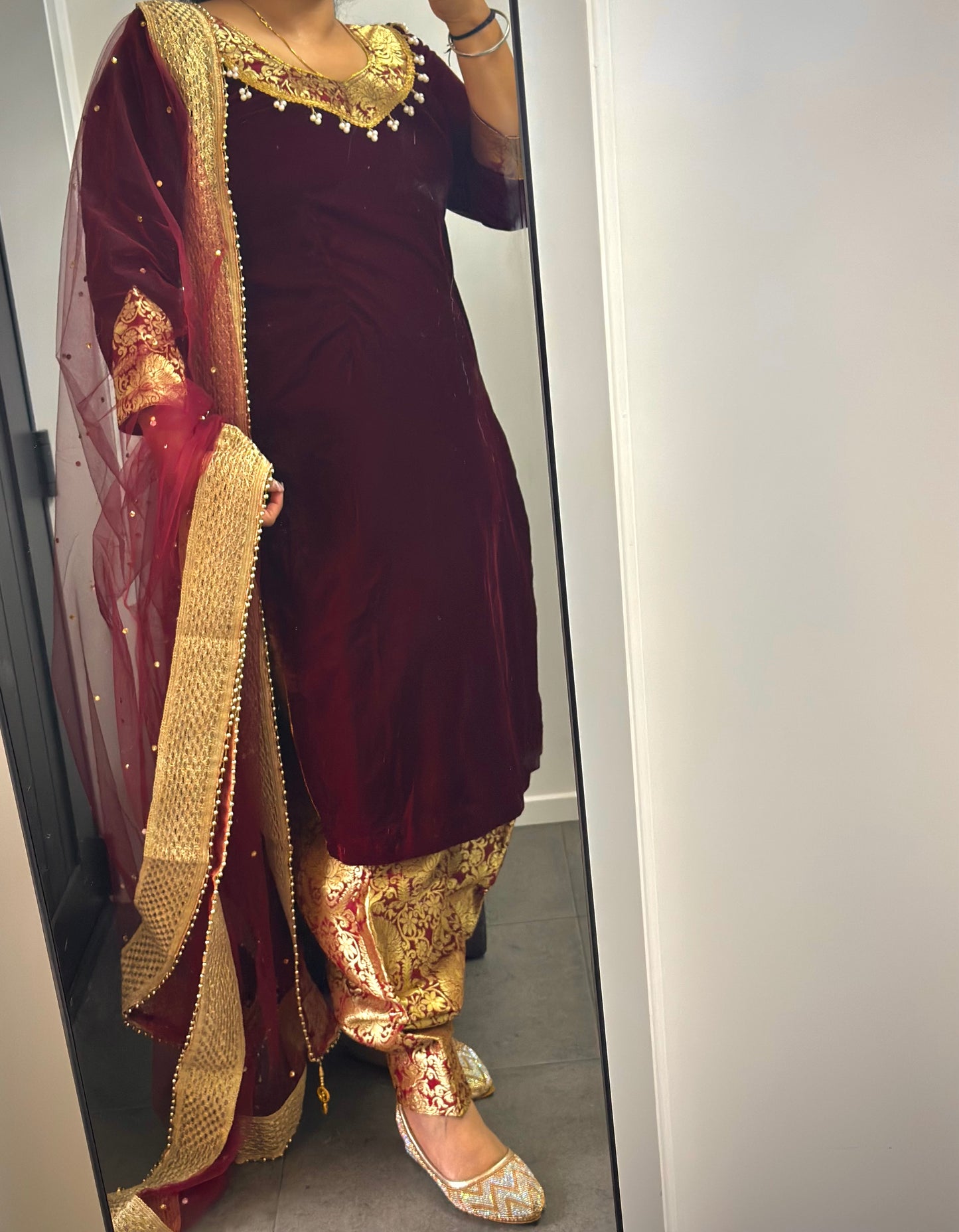 Velvet Suit - Mehroon Colour 4XL (48)